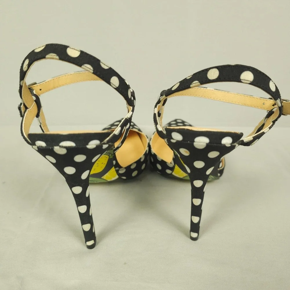 Taylor Says High Heel Stilettos Women 7.5M Black White Polka Dot Priscilla Lemon - Picture 5 of 12